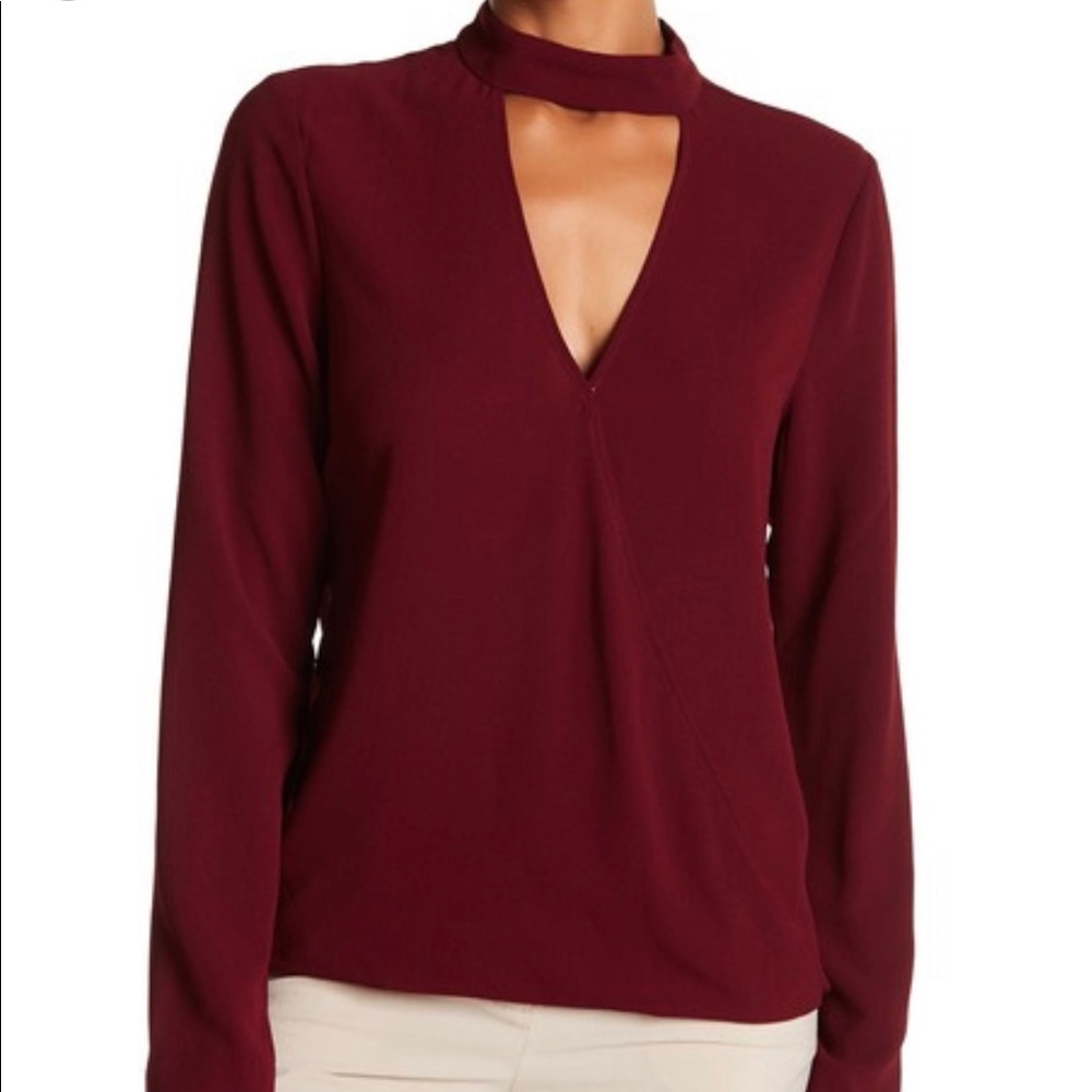 WAYF Maroon Wrap Blouse